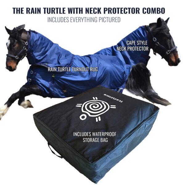 The Rain Turtle with Neck Protector Combo from TurtleNeck Premium Horse Clothing